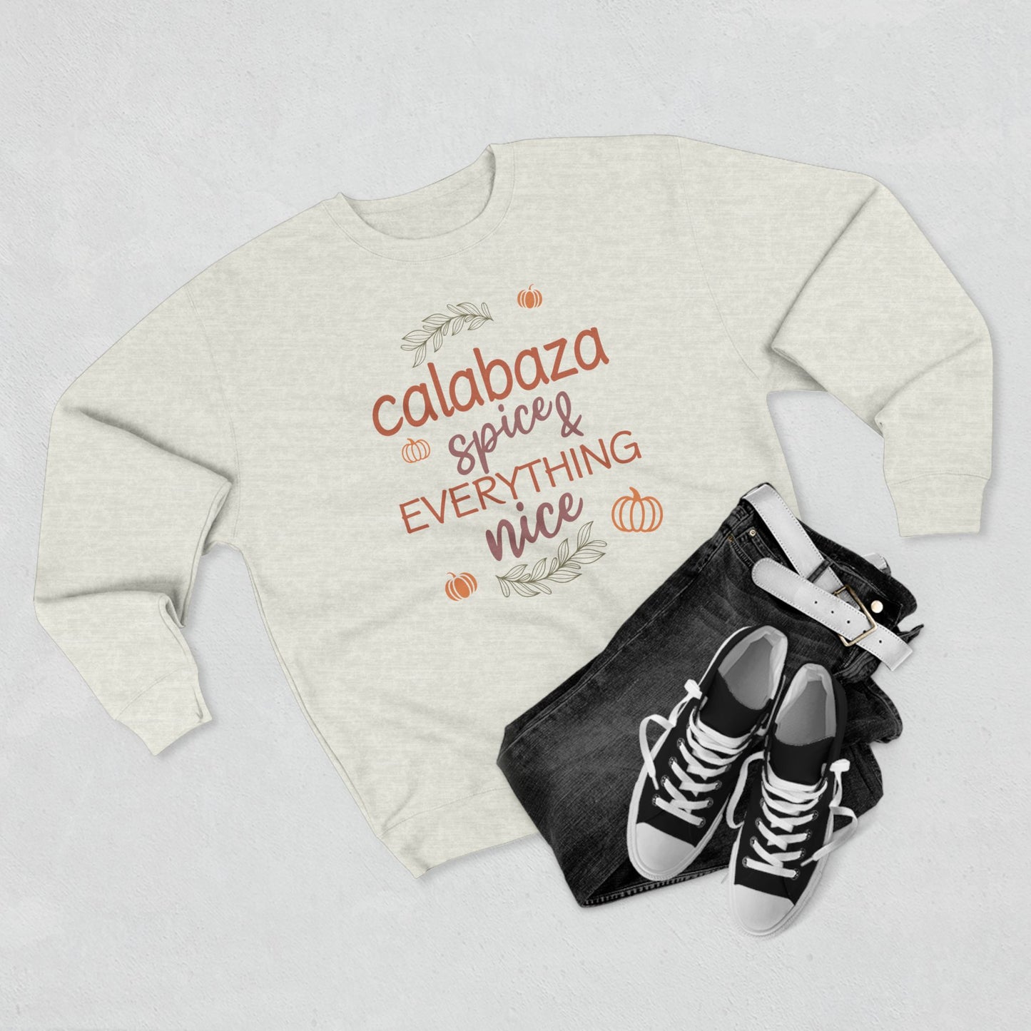 Pumpkin (Calabaza) Spice & Everything Nice | Spanish | Unisex Premium Crewneck Sweatshirt