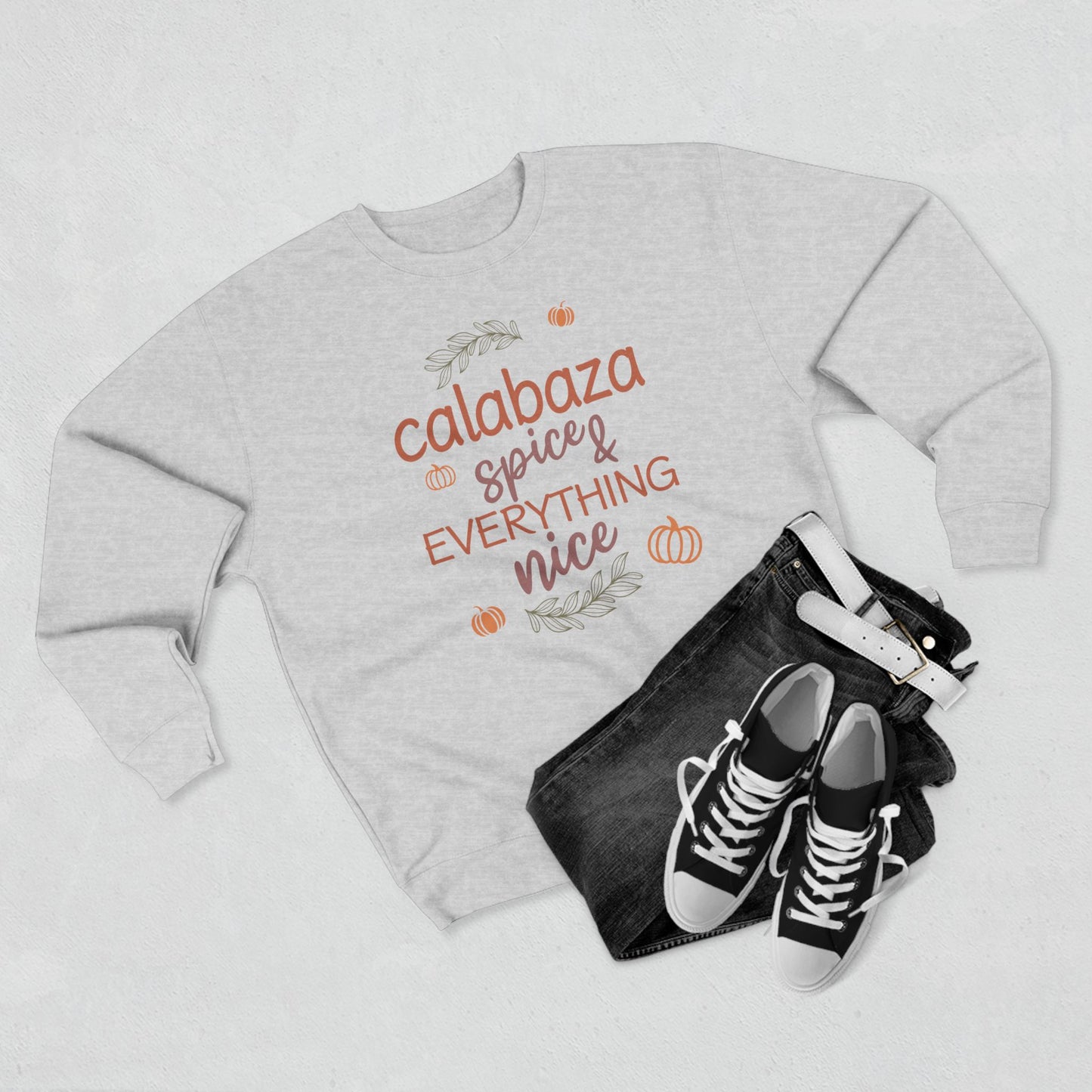 Pumpkin (Calabaza) Spice & Everything Nice | Spanish | Unisex Premium Crewneck Sweatshirt