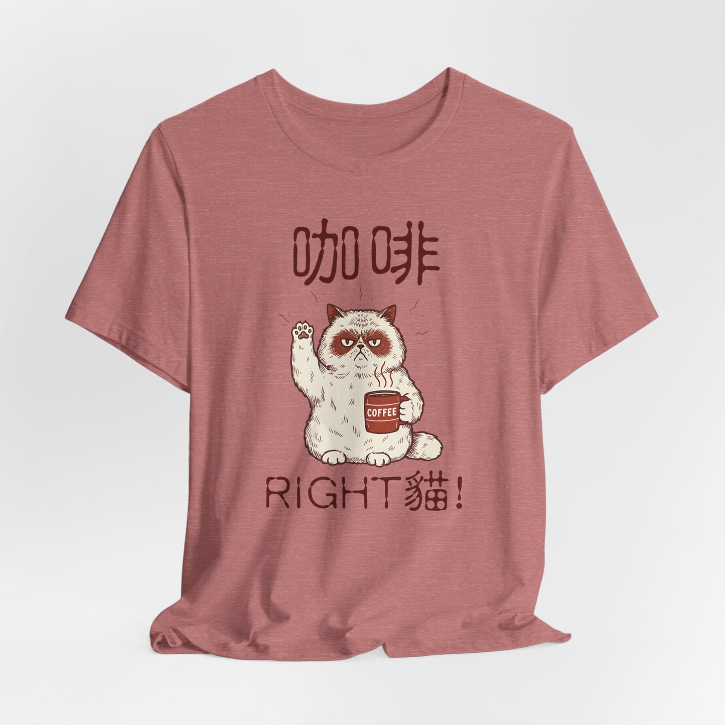 Coffee Right Meow (咖啡 Right 貓) Funny Cat Pun Graphic Tee | Chinese | Unisex Short Sleeve T-Shirt