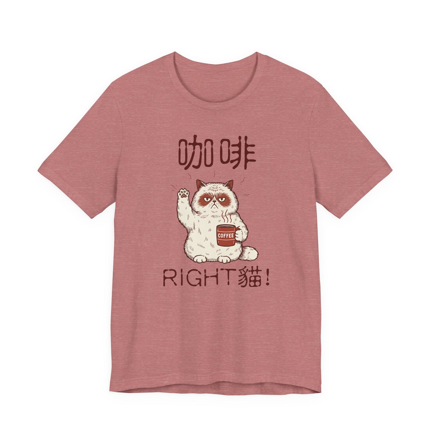 Coffee Right Meow (咖啡 Right 貓) Funny Cat Pun Graphic Tee | Chinese | Unisex Short Sleeve T-Shirt